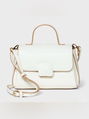 a new day Cream-Trim White Top-Handle Satchel